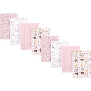 imageHudson Baby Cotton Poly Flannel Burp Cloths Multipack Mustache Hat 8Pack One SizeGirl Pinecone 8pack
