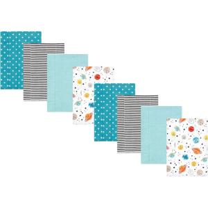 imageHudson Baby Cotton Poly Flannel Burp Cloths Multipack Mustache Hat 8Pack One SizeHappy Planets 8pack