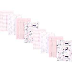 imageHudson Baby Cotton Poly Flannel Burp Cloths Multipack Mustache Hat 8Pack One SizeLinocut Woodland Girl 8pack