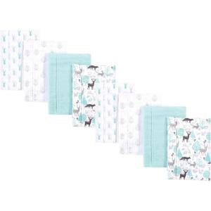 imageHudson Baby Cotton Poly Flannel Burp Cloths Multipack Mustache Hat 8Pack One SizeLinocut Woodland Neutral 8pack