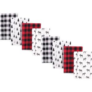 imageHudson Baby Cotton Poly Flannel Burp Cloths Multipack Mustache Hat 8Pack One SizeMoose 8pack