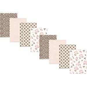 imageHudson Baby Cotton Poly Flannel Burp Cloths Multipack Mustache Hat 8Pack One SizeNeutral Pink Floral 8pack