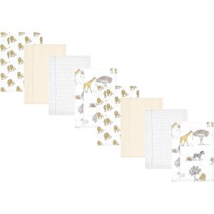 imageHudson Baby Cotton Poly Flannel Burp Cloths Multipack Mustache Hat 8Pack One SizeNeutral Safari World 8pack