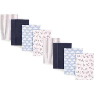 imageHudson Baby Cotton Poly Flannel Burp Cloths Multipack Mustache Hat 8Pack One SizePaper Airplane 8pack