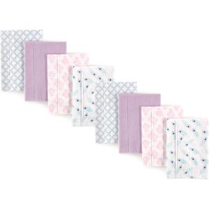 imageHudson Baby Cotton Poly Flannel Burp Cloths Multipack Mustache Hat 8Pack One SizePeacock Feather 8pack