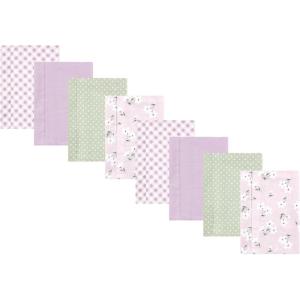 imageHudson Baby Cotton Poly Flannel Burp Cloths Multipack Mustache Hat 8Pack One SizePurple Dainty Floral 8pack