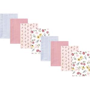 imageHudson Baby Cotton Poly Flannel Burp Cloths Multipack Mustache Hat 8Pack One SizeSoft Painted Floral 8pack