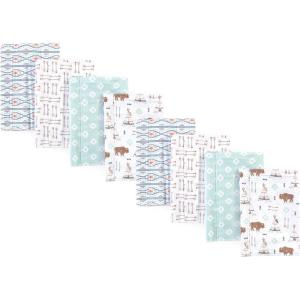 imageHudson Baby Cotton Poly Flannel Burp Cloths Multipack Mustache Hat 8Pack One SizeTeepee 8pack