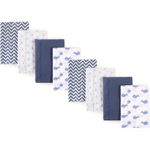 imageHudson Baby Cotton Poly Flannel Burp Cloths Multipack Mustache Hat 8Pack One SizeWhale 8pack