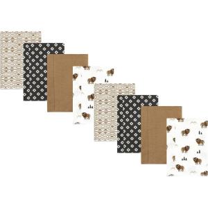 imageHudson Baby Cotton Poly Flannel Burp Cloths Multipack Mustache Hat 8Pack One SizeWild Buffalo 8pack