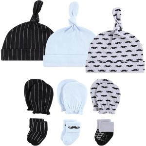 imageHudson Baby Unisex Baby Caps Mittens and Socks Set 06 MonthsLittle Mustache