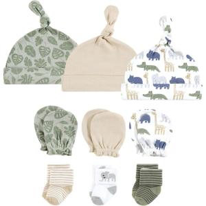 imageHudson Baby Unisex Baby Caps Mittens and Socks Set 06 MonthsWild Leaf Safari