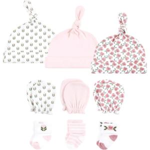 imageHudson Baby Unisex Baby Caps Mittens and Socks Set 06 MonthsWild Rose Modern Floral