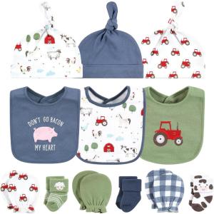 imageHudson Baby Unisex Baby Caps or Headbands Bibs Mittens and Socks 12pc SetFarm