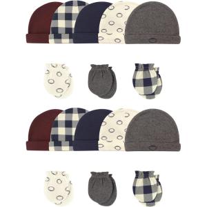 imageHudson Baby Unisex Baby Cotton Cap and Scratch Mitten Bundle SetFootball 16piece