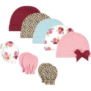 imageHudson Baby Unisex Baby Cotton Cap and Scratch Mitten SetAutumn Rose