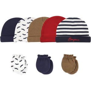 imageHudson Baby Unisex Baby Cotton Cap and Scratch Mitten SetBonjour