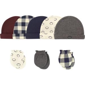 imageHudson Baby Unisex Baby Cotton Cap and Scratch Mitten SetFootball