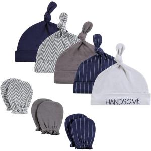 imageHudson Baby Unisex Baby Cotton Cap and Scratch Mitten SetHandsome