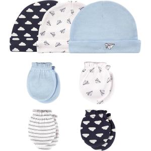 imageHudson Baby Unisex Baby Cotton Cap and Scratch Mitten SetPaper Airplane