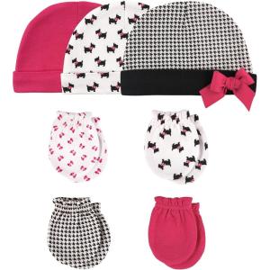 imageHudson Baby Unisex Baby Cotton Cap and Scratch Mitten SetScottie Dog