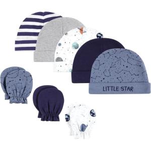 imageHudson Baby Unisex Baby Cotton Cap and Scratch Mitten SetSpace