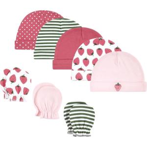 imageHudson Baby Unisex Baby Cotton Cap and Scratch Mitten SetStrawberry