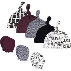 imageHudson Baby Unisex Baby Cotton Cap and Scratch Mitten SetVintage Little Man