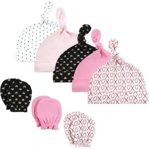 imageHudson Baby Unisex Baby Cotton Cap and Scratch Mitten SetXoxo