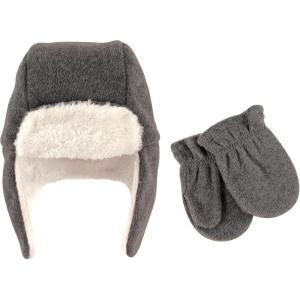 imageHudson Baby Unisex Baby Fleece Trapper Hat and Mitten SetHeather Charcoal Baby