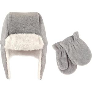 imageHudson Baby Unisex Baby Fleece Trapper Hat and Mitten SetHeather Gray Toddler