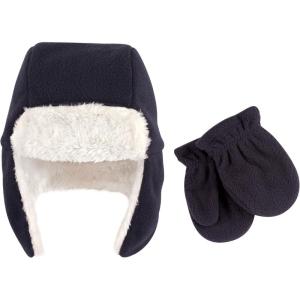 imageHudson Baby Unisex Baby Fleece Trapper Hat and Mitten SetNavy Baby