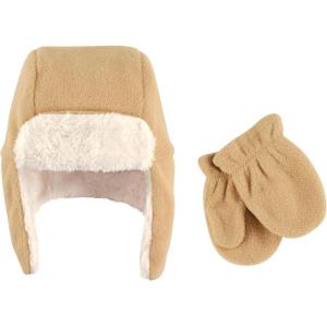 imageHudson Baby Unisex Baby Fleece Trapper Hat and Mitten SetTan Toddler