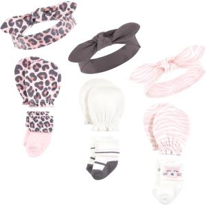 imageHudson Baby babygirls Caps Mittens and Socks SetLeopard