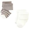 imageHudson Baby Baby Girls Cotton Rich Newborn and Terry SocksBeige Stripe 12 Pack