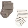 imageHudson Baby Baby Girls Cotton Rich Newborn and Terry SocksBeige Stripe 12 Pack