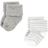 imageHudson Baby Baby Girls Cotton Rich Newborn and Terry SocksGray Stripe 12 Pack