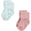 imageHudson Baby Baby Girls Cotton Rich Newborn and Terry SocksMauve Mint Dot