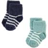 imageHudson Baby Baby Girls Cotton Rich Newborn and Terry SocksNavy Mint Stripe
