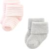 imageHudson Baby Baby Girls Cotton Rich Newborn and Terry SocksPink Gray Stripe