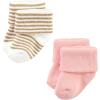 imageHudson Baby Baby Girls Cotton Rich Newborn and Terry SocksPink Tan Stripe