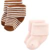 imageHudson Baby Baby Girls Cotton Rich Newborn and Terry SocksPink Tan Stripe