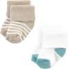 imageHudson Baby Baby Girls Cotton Rich Newborn and Terry SocksTeal Brown Stripe