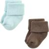 imageHudson Baby Baby Girls Cotton Rich Newborn and Terry SocksTeal Brown Stripe