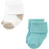 imageHudson Baby Baby Girls Cotton Rich Newborn and Terry SocksTeal Brown Stripe