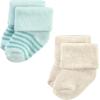 imageHudson Baby Baby Girls Cotton Rich Newborn and Terry SocksTeal Brown Stripe