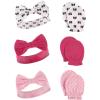 imageHudson Baby Girls 12Pc Cotton Headband and Scratch Mitten Set Lady Bug Xoxo 06 MonthsBows Navy Hearts