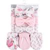 imageHudson Baby Girls 12Pc Cotton Headband and Scratch Mitten Set Lady Bug Xoxo 06 MonthsPink Floral Dots