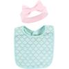imageHudson Baby Unisex BabyCotton Bib and Headband or Caps SetCoral Mint Mermaid