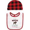 imageHudson Baby Unisex BabyCotton Bib and Headband or Caps SetMoose Wonderful Time